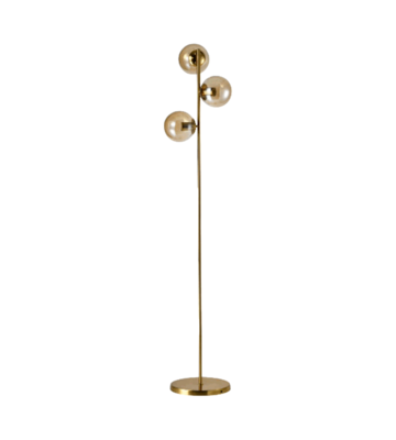LAMPARA DE PISO DORADA 3XE27 29*15*163 IP20 METAL MAS VIDRIO