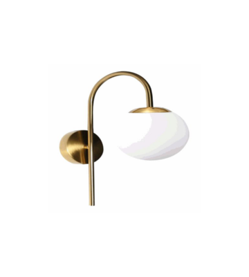 LAMPARA DE PARED DORADA/BLANCO 1XE27 110-240V – W28xH39cmD155mm – METAL+VIDRIO DE INTERIOR