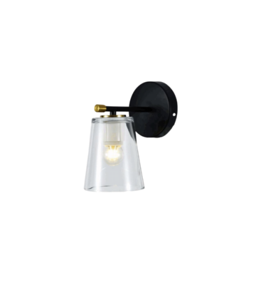 LAMPARA DE PARED NEGRA 1XE27 METAL MAS VIDRIO
