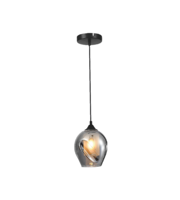 LAMPARA COLGANTE NEGRA 1XE27 110-240V – D160-H1200 – HIERRO+VIDRIO