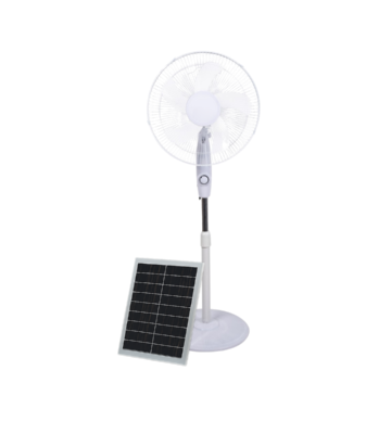 ABANICO DE PEDESTAL BLANCO  DUAL RECARGABLE Y CON  PANEL SOLAR